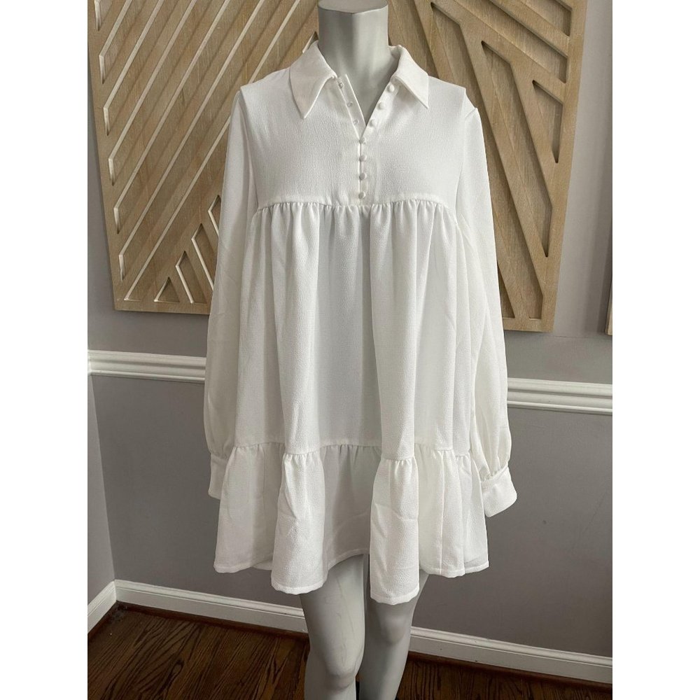 Danielle Bernstein White Babydoll Mini Dress